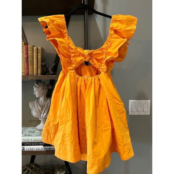 For Love & Lemons Clementine Mini Dress Orange Womens Size Medium - Picture 11 of 14